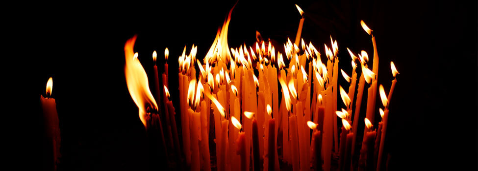Candles in the Holy Sepulchre on Mount Calvary, Jerusalem